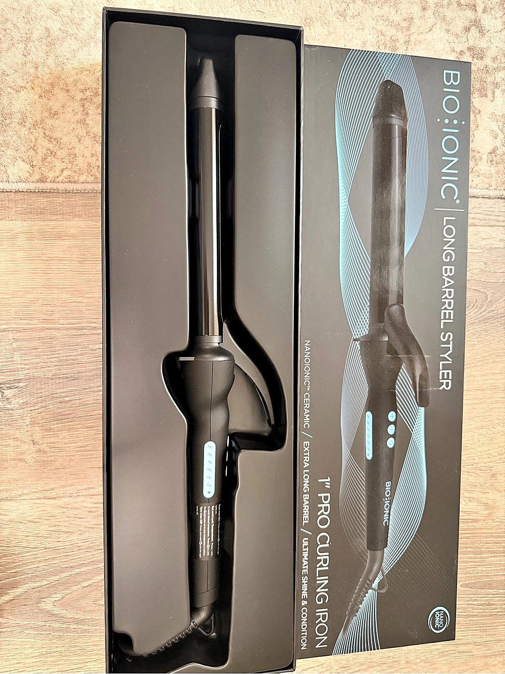Bio Ionic Long Barrel Styler 1" Pro Curling Iron Black